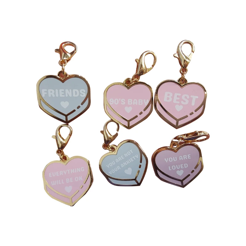 Custom Metal Keys Enamel Keychain Gold Plated Hard Enamel Charm with Gold Keychain