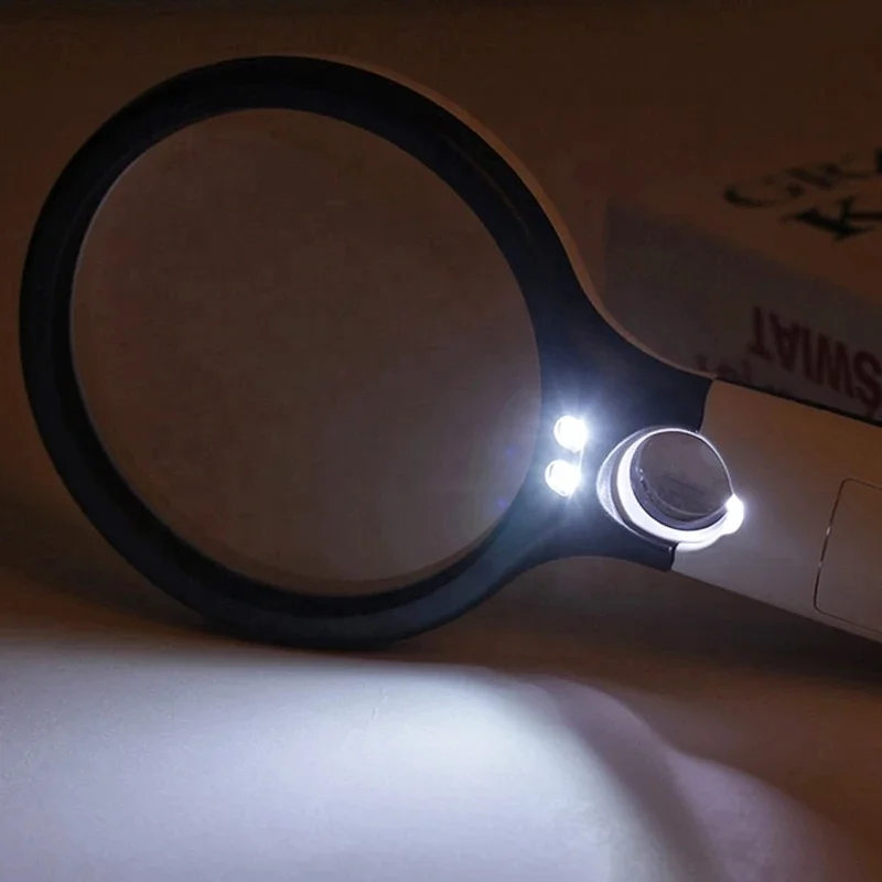 Handheld Illuminated Magnifier 3X 45X Microscope Magnifying Glass Aid Reading for Seniors Loupe Jewelry Repair Tool With 3 LED