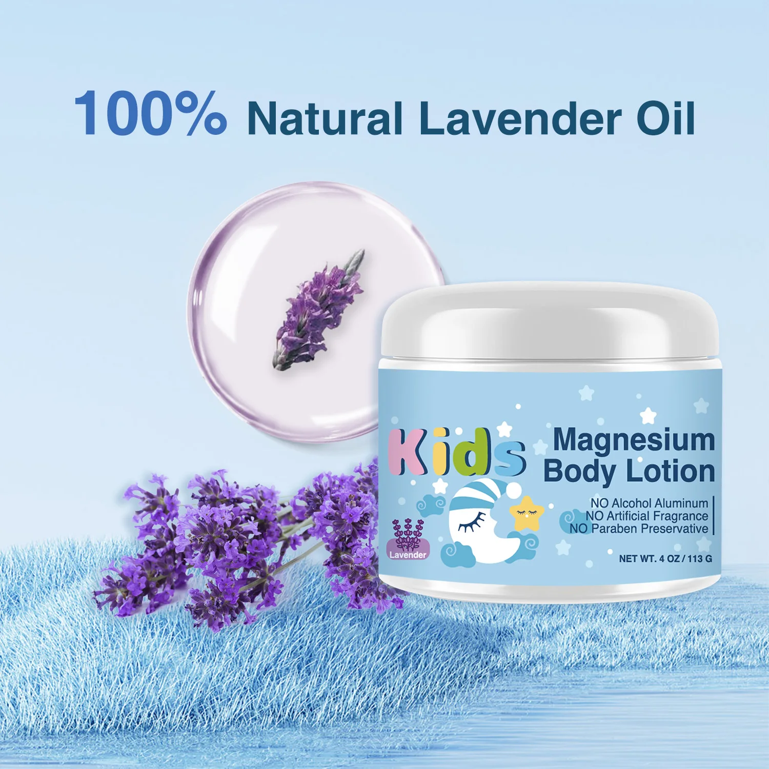 Private Label Natural Organic Pure Kids Magnesium Body Lotion with Lavender Oil for Kids Sleep & Calm