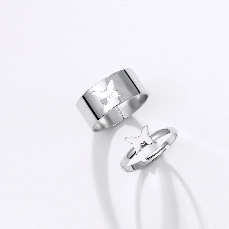 Trendy Gold Butterfly Rings For Women Men Lover Couple Rings Set Friendship Engagement Wedding Open Rings 2021 Jewelry