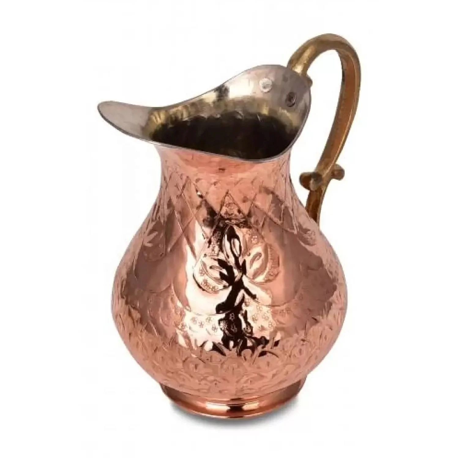 Ottoman Style Maras Turkey Copper Carafe Handmade Jug  For Beverage Service, Surahi 1000 ml