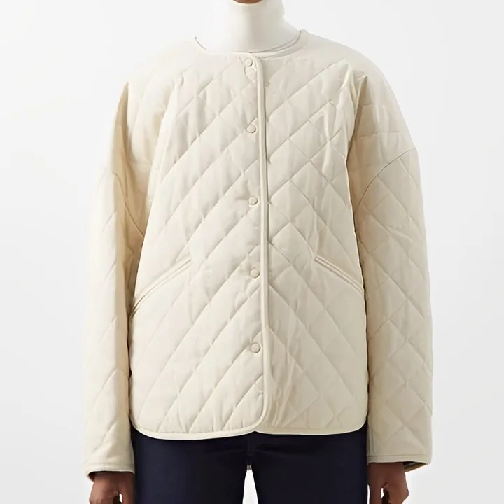 Custom new home simple style loose round collar clip cotton jacket with Ringer quilted cotton coat coat women