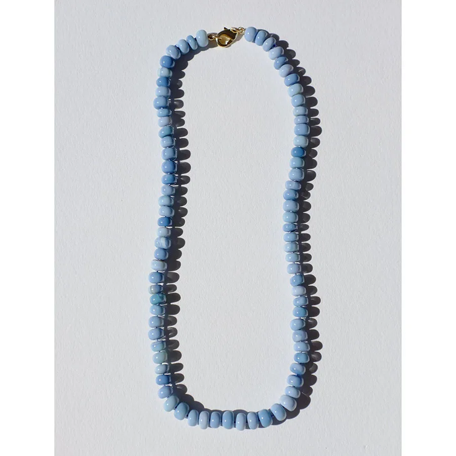 Woying Summer Jewelry Green Natural Stone Pendant Necklace fashion beaded necklace