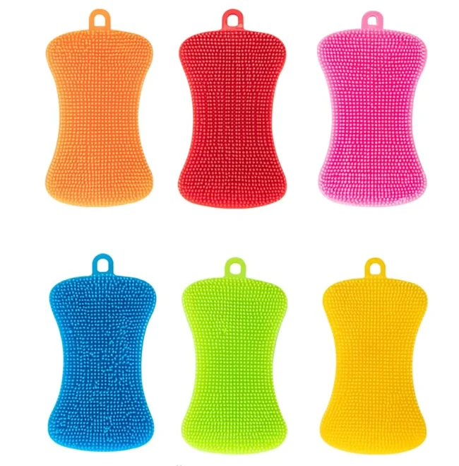Carcaticz Silicone Sponge Washing Scrubber Reusable Dish Cleaning Brush Double Side Multipurpose Silicone Dish Sponges