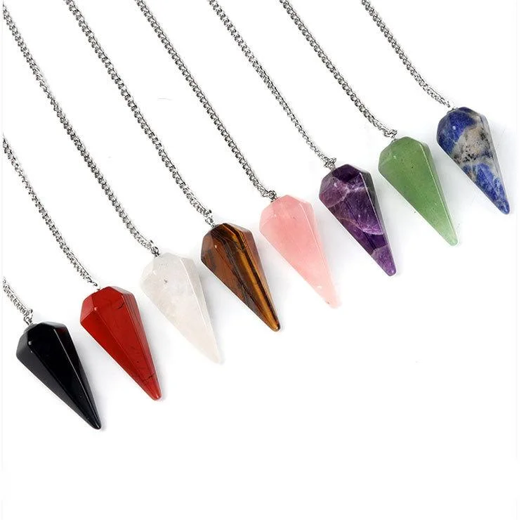 38mm Natural Healing Stone Hexagonal Column Pendulum For Home Decoration Gift Giving Crystal Crafts