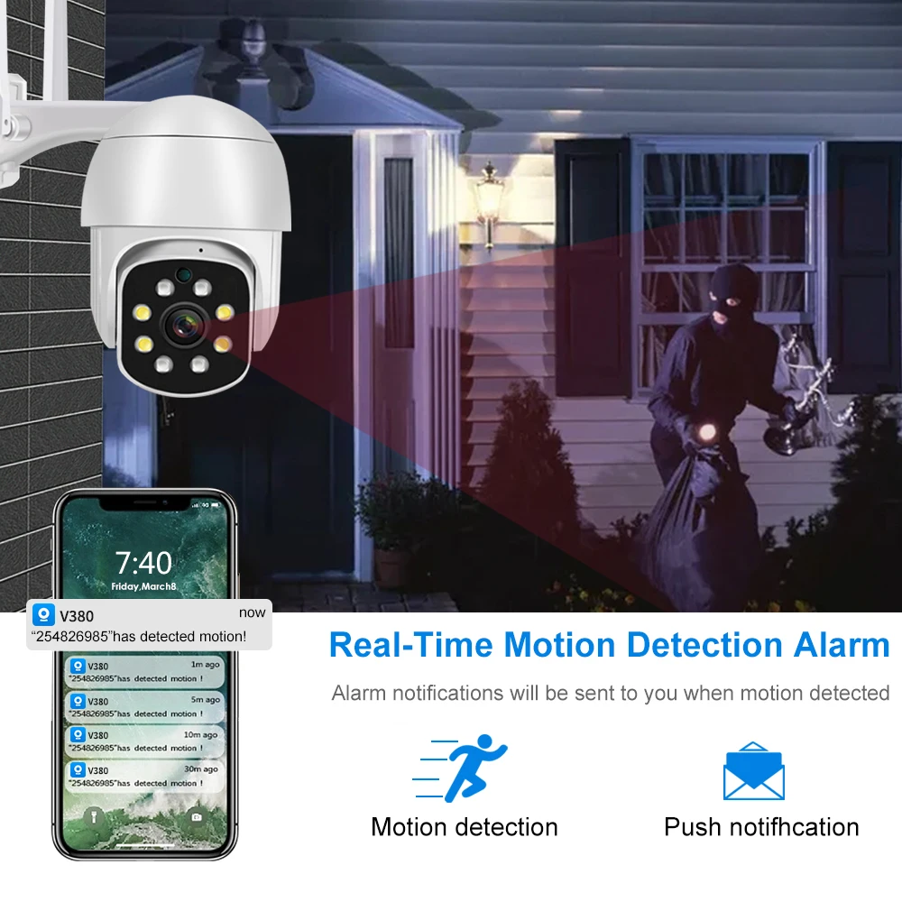 Full Color V380 Pro 3MP Outdoor System WIFI Surveillance PTZ Wireless Cctv Security Camera