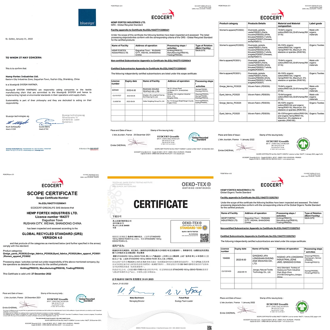 Устойчивая Экологически чистая конопляная переработанная полиэфирная Органическая хлопчатобумажная тянущаяся ткань