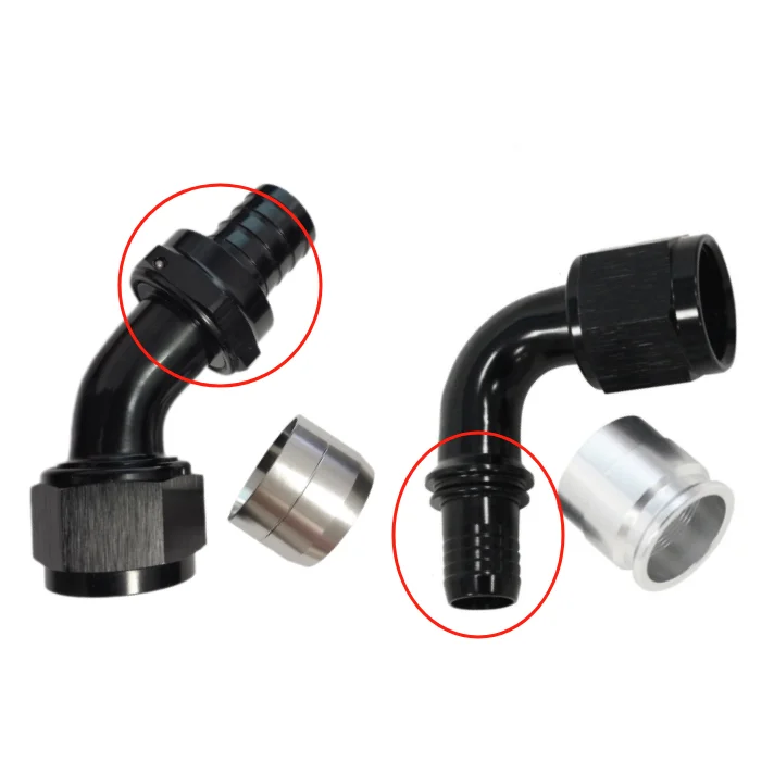 Haofa Straight 45 90 Degree Aluminum Crimp On Swivel Hose Ends AN Fittings AN6 AN8 AN10 AN12 For Rubber Hose