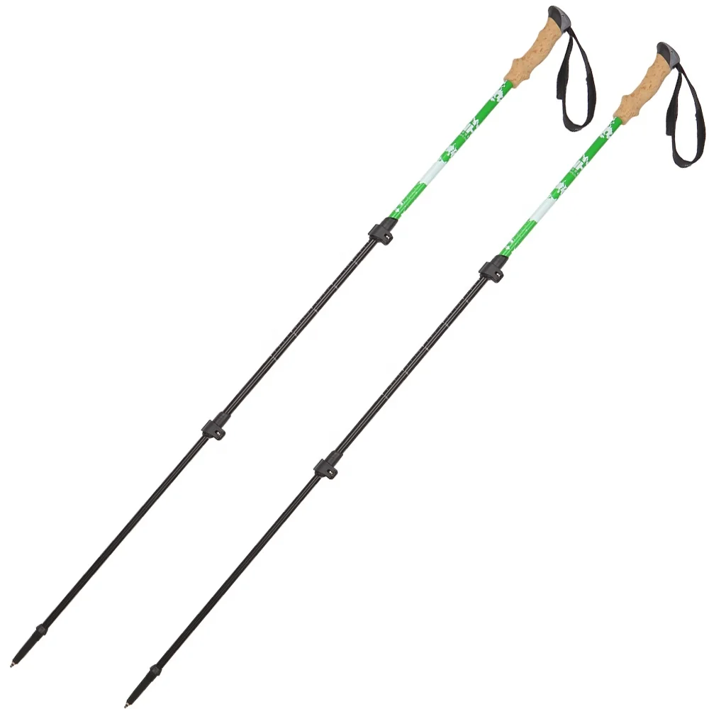 new style 3 Sections Plastic Grip Cork Handle lightweight External Quick Lock outdoor walking stick