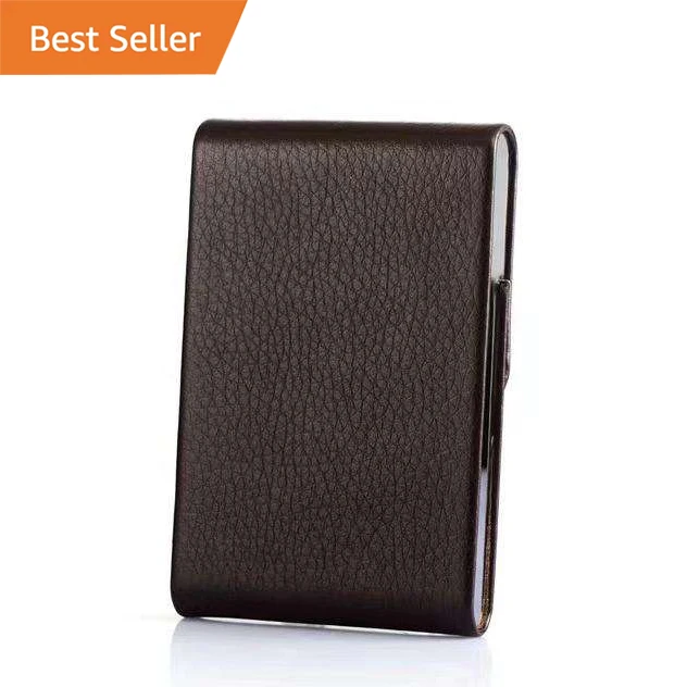 2024 Hot Sale Vintage Large Capacity Simple Stylish PU Stainless Steel Cigarette Case Card Holder For Women Or Men tarjetero