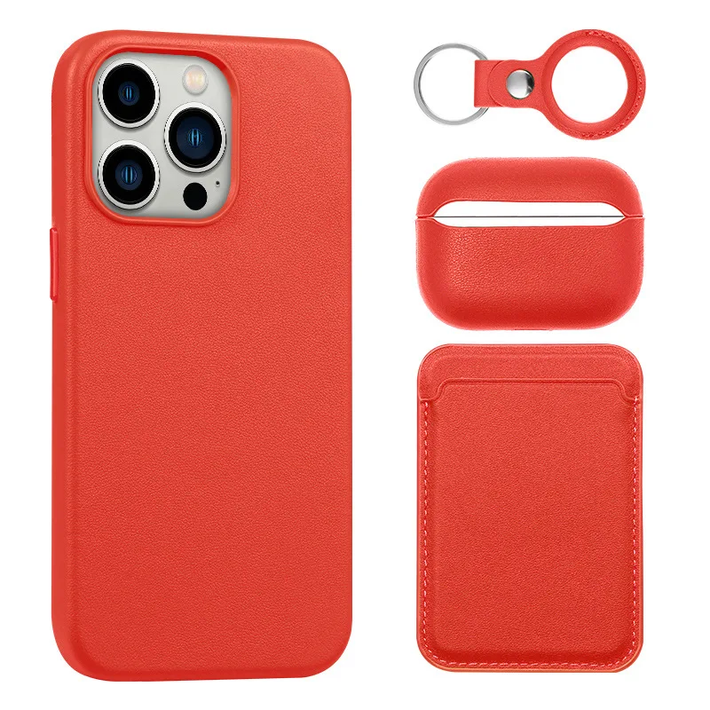 Leather Phone Cases For iPhone 14 13 Pro Max Leather Magnetic Wallets Card Holders Protective Case For Airpods Pro 2 For Airtag