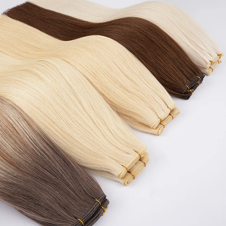 European Virgin Hair Thinnest Invisible Weft No Return Hair Double Drawn Genius Weft Hair Extensions