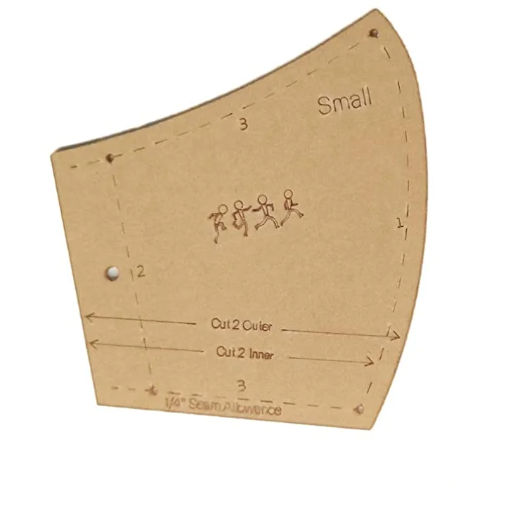 Large Perspex Sewing Ruler Pattern With Filter Pocket Bespoke 3mm Thick Adult Face pieces  Sewing Templates