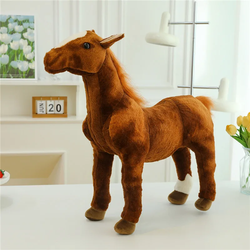 30cm Simulation Horse Plush Toys Cute Stuffed Animal Doll Soft Realistic Horse Toy Kids Birthday Gift Home Decoration