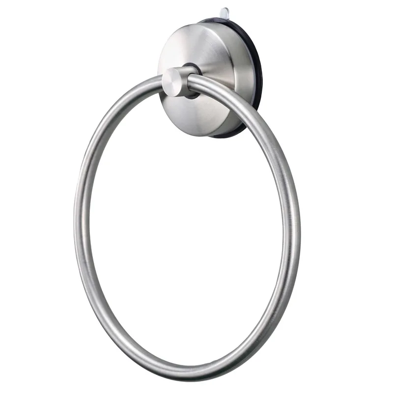 Stainless Steel Vacuum Suction Cup Towel Ring Holder Towel Hanger Rack