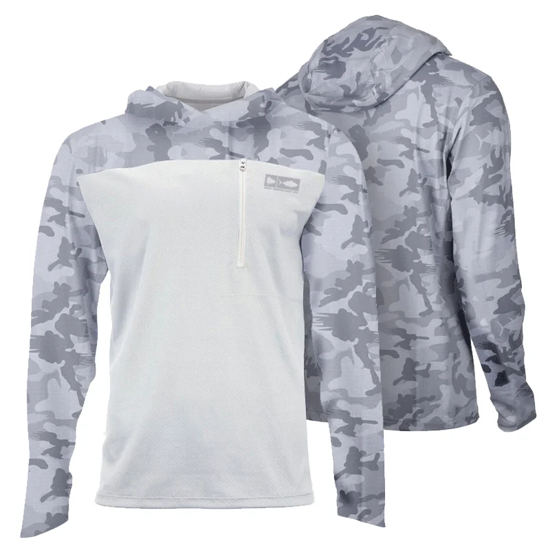 Customize camo hoodie outdoor Design Fishing Set sunscreen quick drying long sleeve Face Protection Zipper pocket fishing shirts
