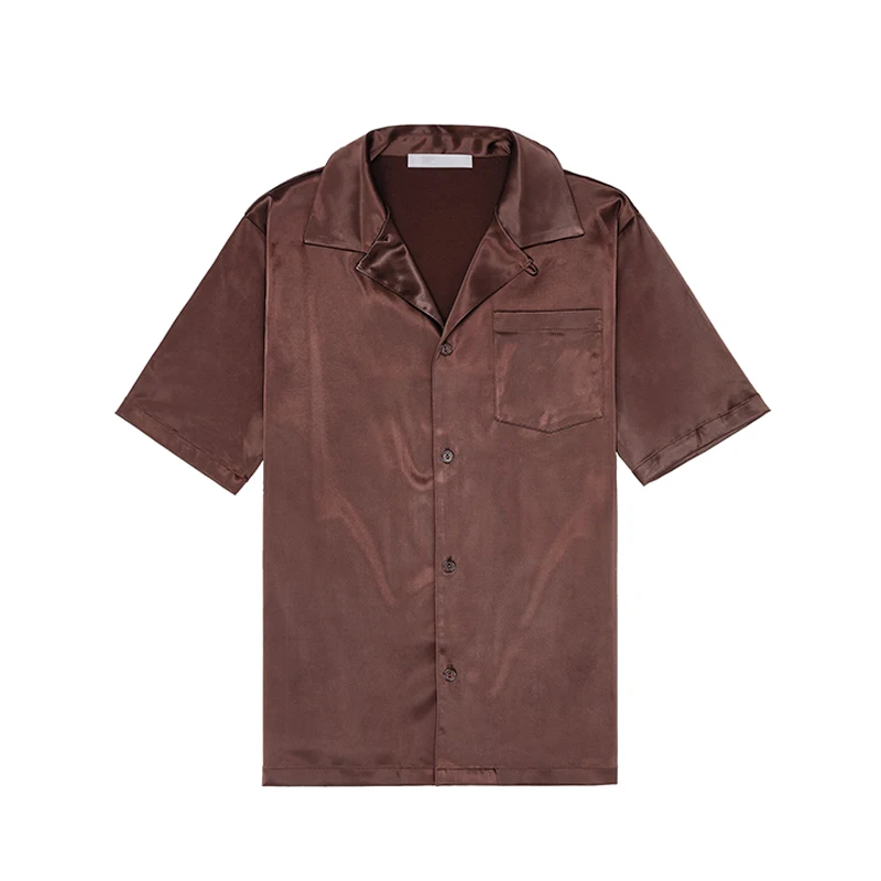 Custom African logo Luxury Silk 2 Piece Set Summer Fashion Men Satin Shirt and Shorts Set