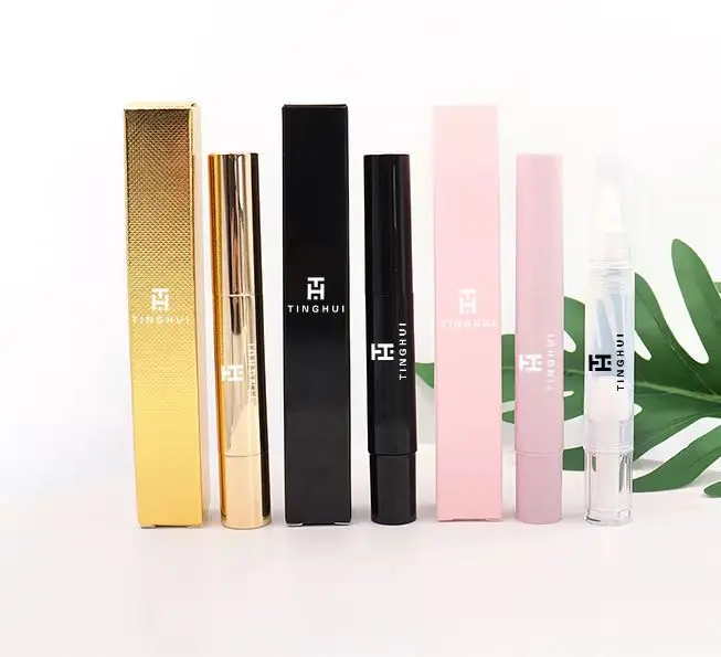 Custom Logo 3ml 5ml gold Twist Pens Empty Nail Oil Pen with Brush Empty Cuticle Oil Pen Cosmetic Container Lip Gloss Tube