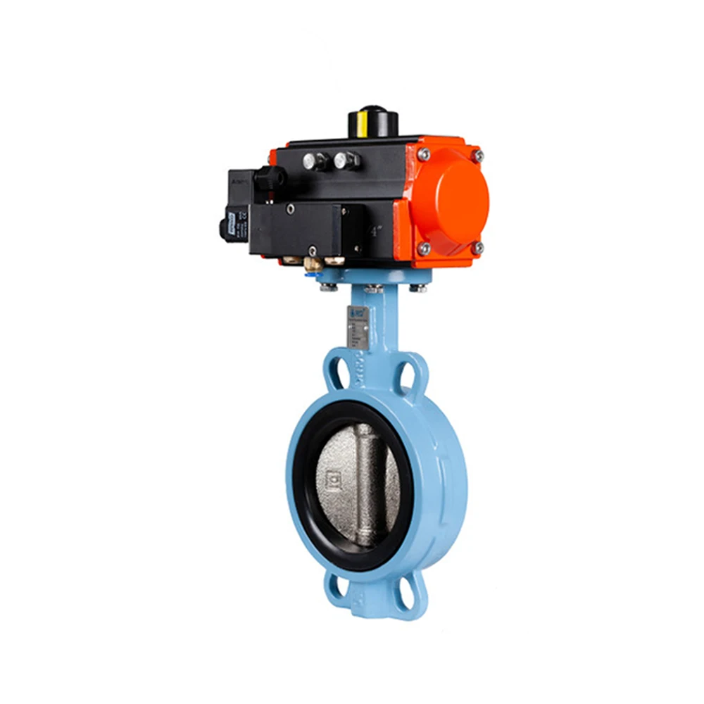 ptfe lined rotork pneumatic actuator control wafer lug type butterfly valve for water supply