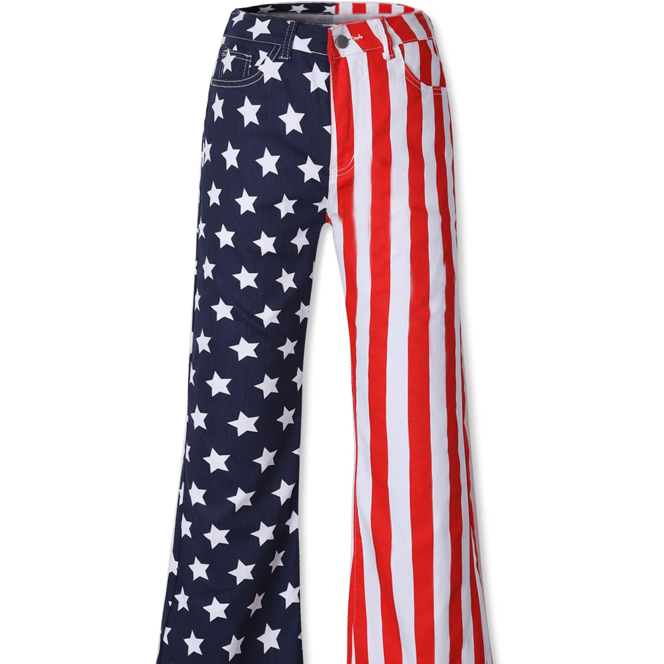 Women American Independence Day Flag Print Flared Jeans Parent-child Pants