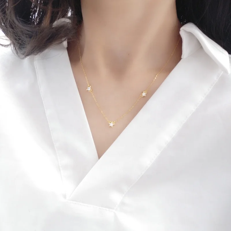 Bijoux Femme Minimalist Star Choker 925 Sterling Silver Jewelry 18K Gold Plated Star Necklace Chokers