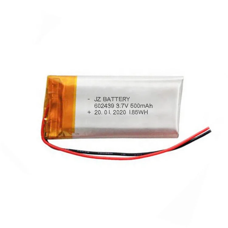 Rechargeable 602535 3.7V 500mAh pouch lithium ion polymer battery