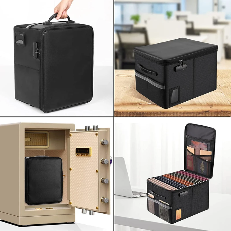 Newest File Box With Lock Fireproof Document Silicone Coated Dust Proof Collapsible