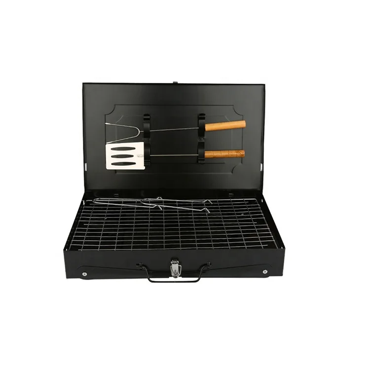 Charcoal BBQ grill set folding portable expandable outdoor camping windproof barbecue grill