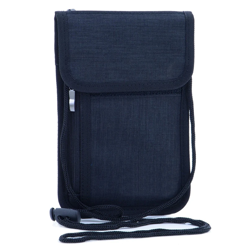 Anti-Theft Passport Holder RFID Blocking Travel Neck Wallet with Hidden Pouch Compatible