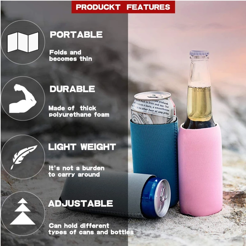 Promotional Blank Custom Insulated Neoprene Stubby Holders Stitched Bottom Beer Bottle Can Drink Sleeve Coozies With Logo