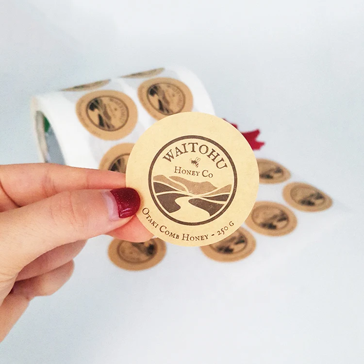 Self Adhesive Kraft Paper Label Sticker Printing,Package Bee Honey Sticker