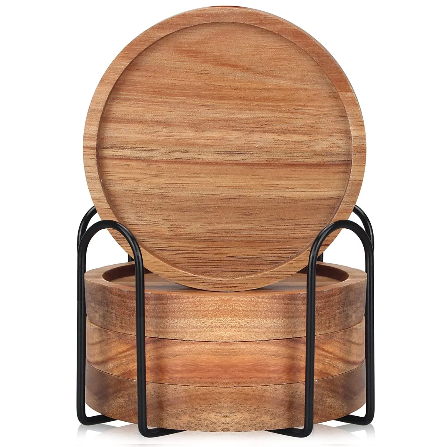 Acacia Mangium Wooden Round Coaster for Hot Drink Coffee Non Slip Cup Mat Tea Cup Holder for Home Deco