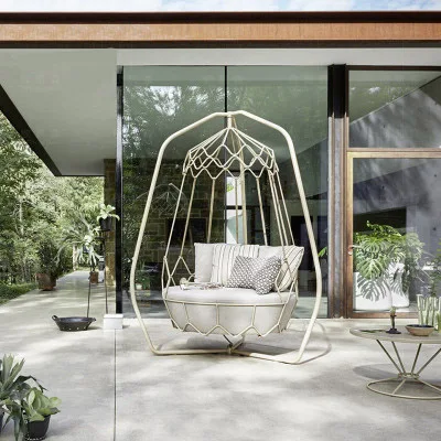 Simple and modern floor hanging chair swing household cradle chair balcony aluminum alloy rocking chair indoor adult metal