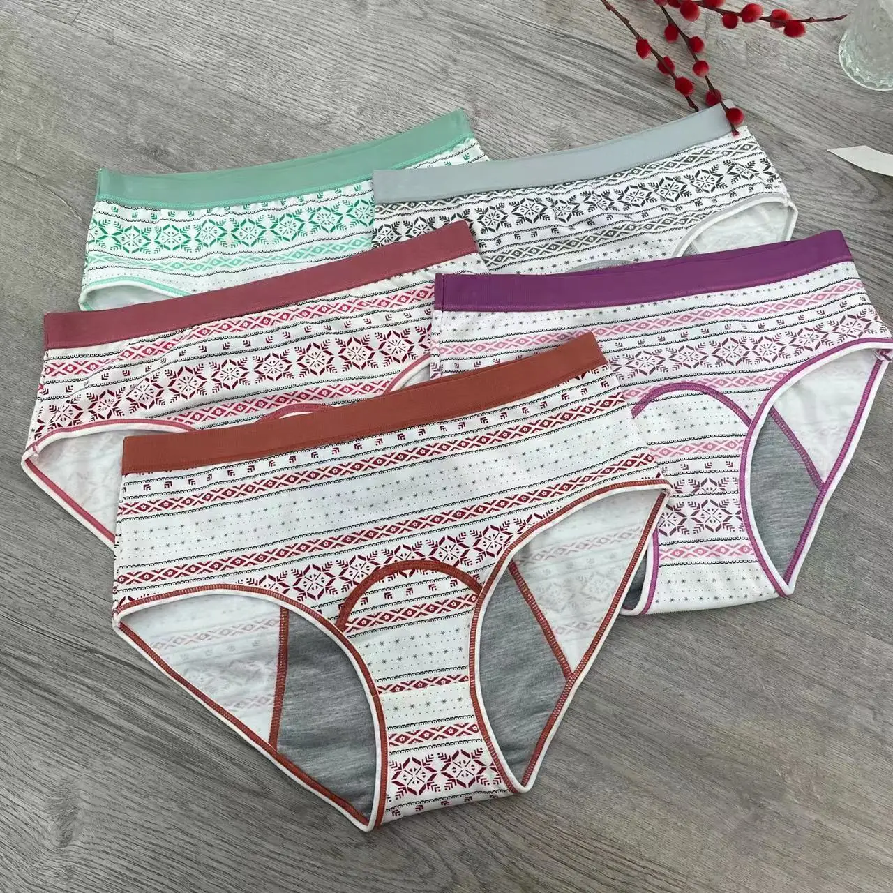 Wholesale Washable 4 layers Eco-friendly Leak Proof Teenagers Menstrual Period Panties Cotton Cute Print Teenage Underwear