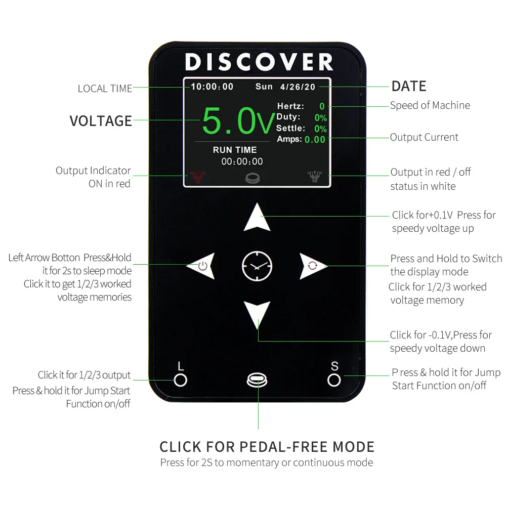 Direct Selling Portable Tattoo Power Supply Touch TFT Display Footless Tattoo Power Supply