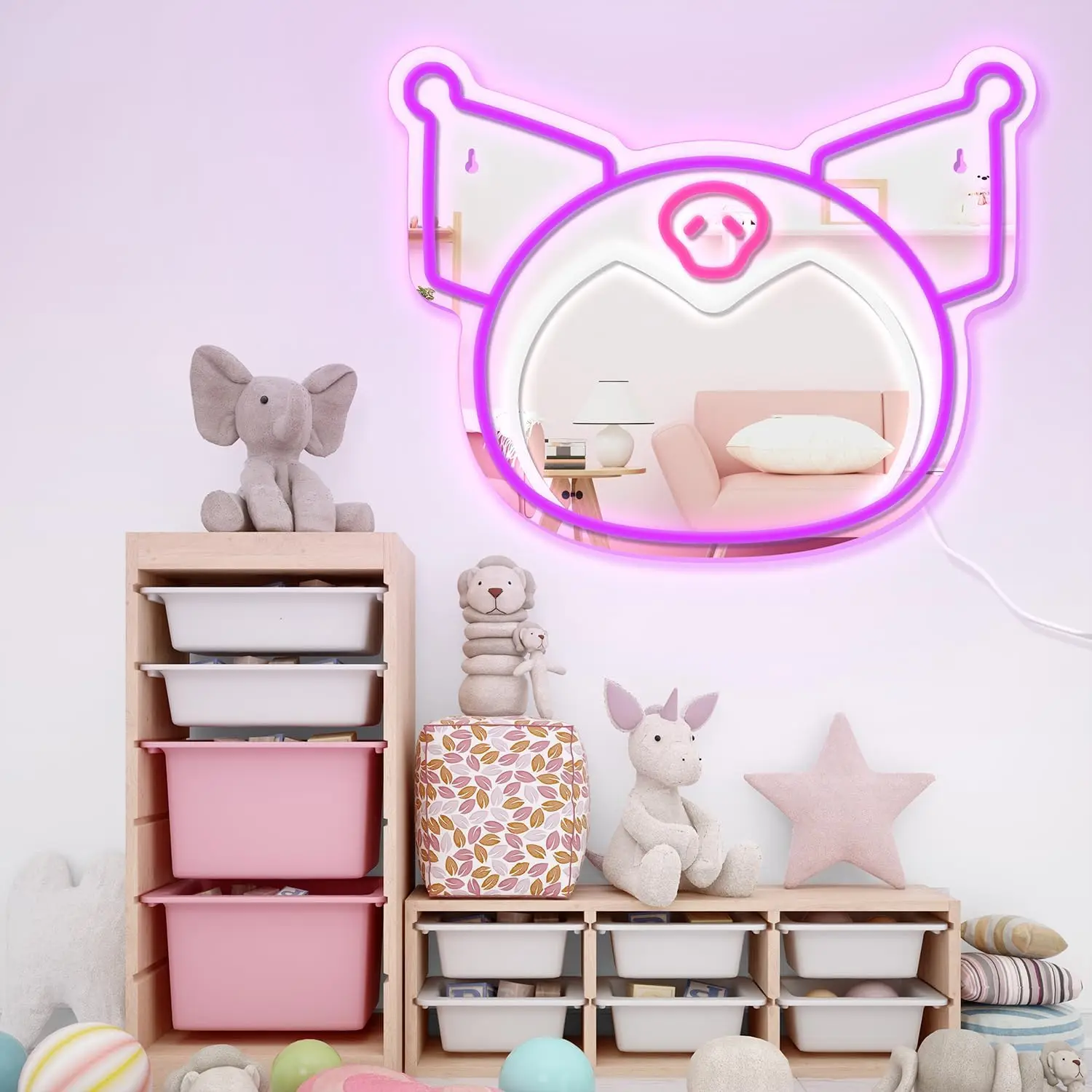 Anime LED Neon Lights Dimmable Mirror Light Signs for Kids Girls Bedroom Decor for Teens Daughter & Girlfriend Gifts