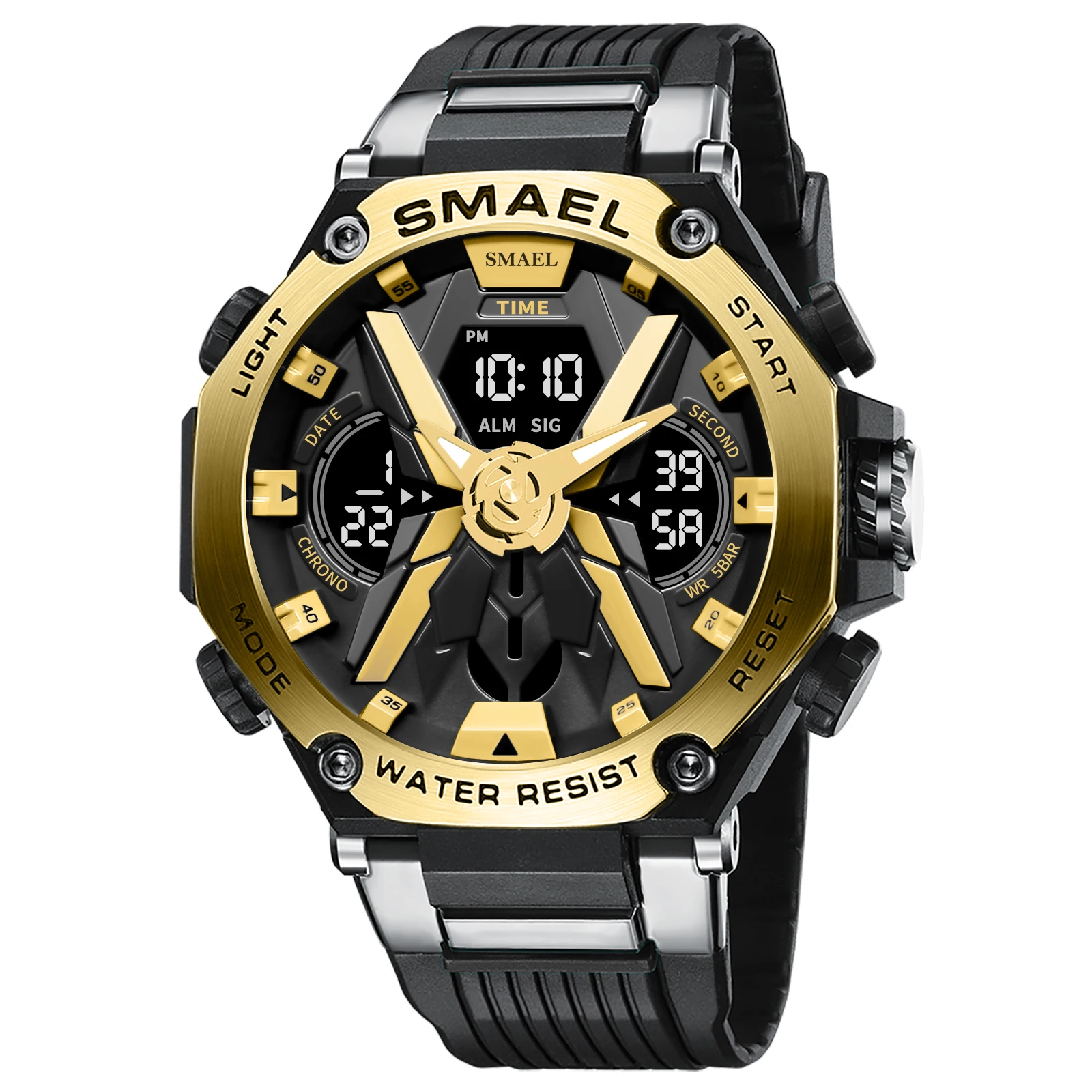SMAEL Male Analog Quartz Digital Watch Auto Date Fashion Wristwatch Men Waterproof LED Back Light Sport Watch 8087