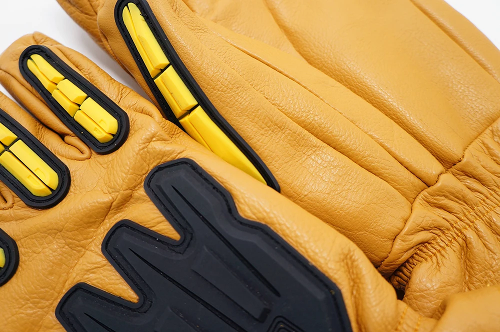 GLOVEMAN custom winter warm heavy duty TPR impact oil industrial construction safety work cowhide leather tig welding hand glove