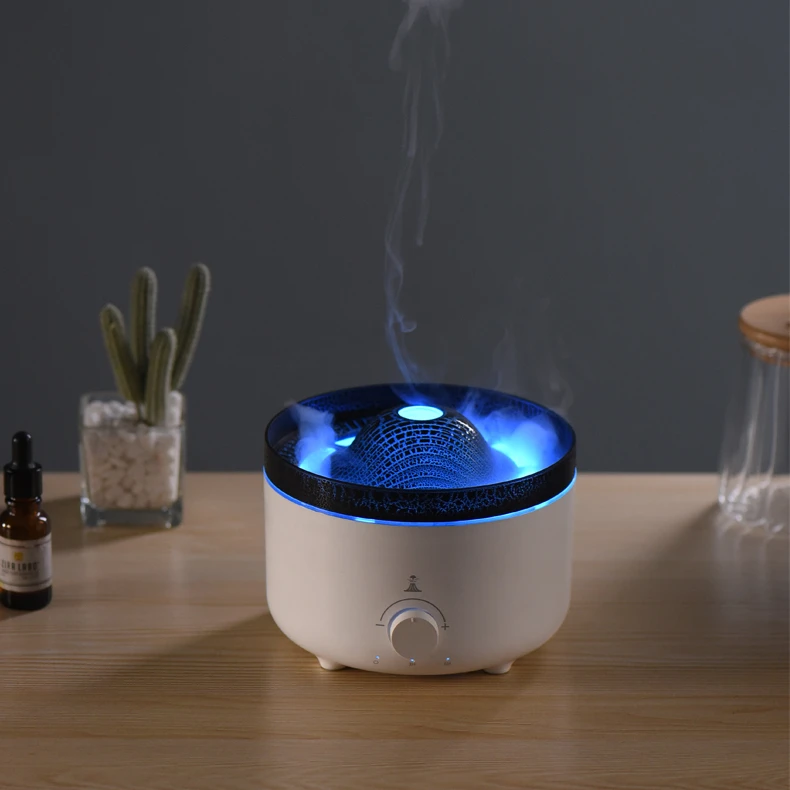 Trendy New Home Big Capacity 3d Flame Air Mist Volcano Humidifier Aroma Diffuser 560ml Volcanic Aroma Diffuser Humidifier