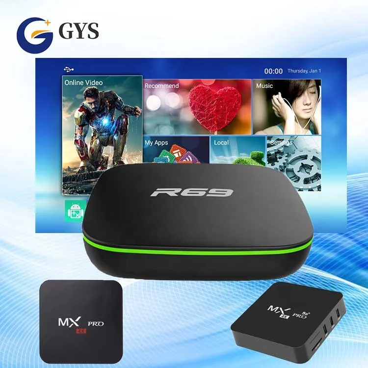 R69 MX Q Pro 4k 5G Android TVBox Allwinner H3 / RK3228A STB 10 Os 1Gb 8Gb Set Top