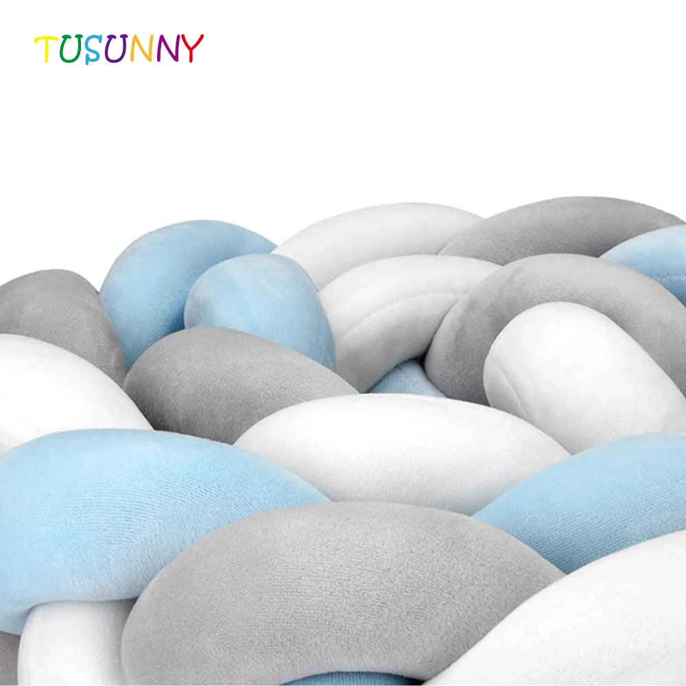 Newborn Bumper Mat Baby Bed Knotted Braided Plush Crib Cot Bedding Protector Bumper