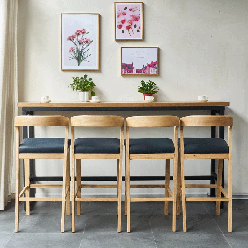 American Bar Chair Solid Wood Simple Retro High Seat Chair Designer Restaurant Pub High Dining Stool