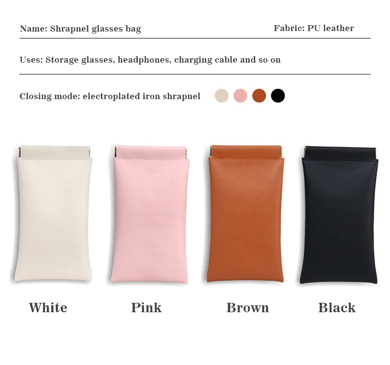 2024 New Arrival Easy Carry Makeup Brushes Storage Bag Auto Closing Soft PU Glasses Storage Bag