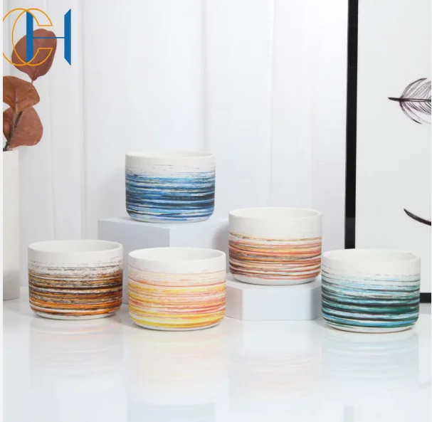 C&H Luxury Custom Logo  Wholesale Colorful Ceramic  Candle  For Home Decoration