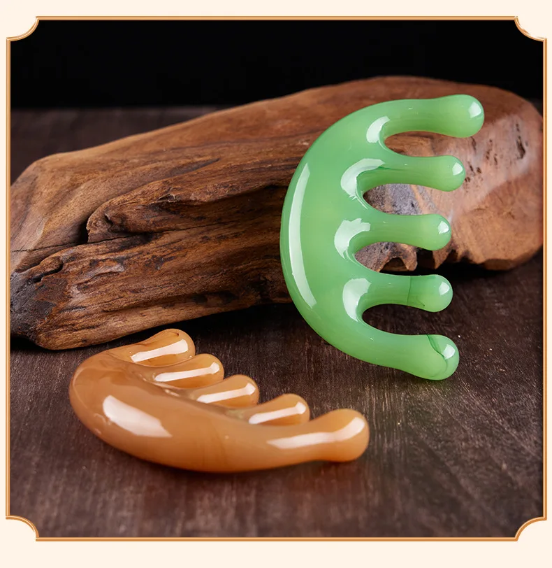 INS Hot Sale Sandalwood Head Meridian Massage Comb Resin Pressure Relief Hair Combs Massage Comb