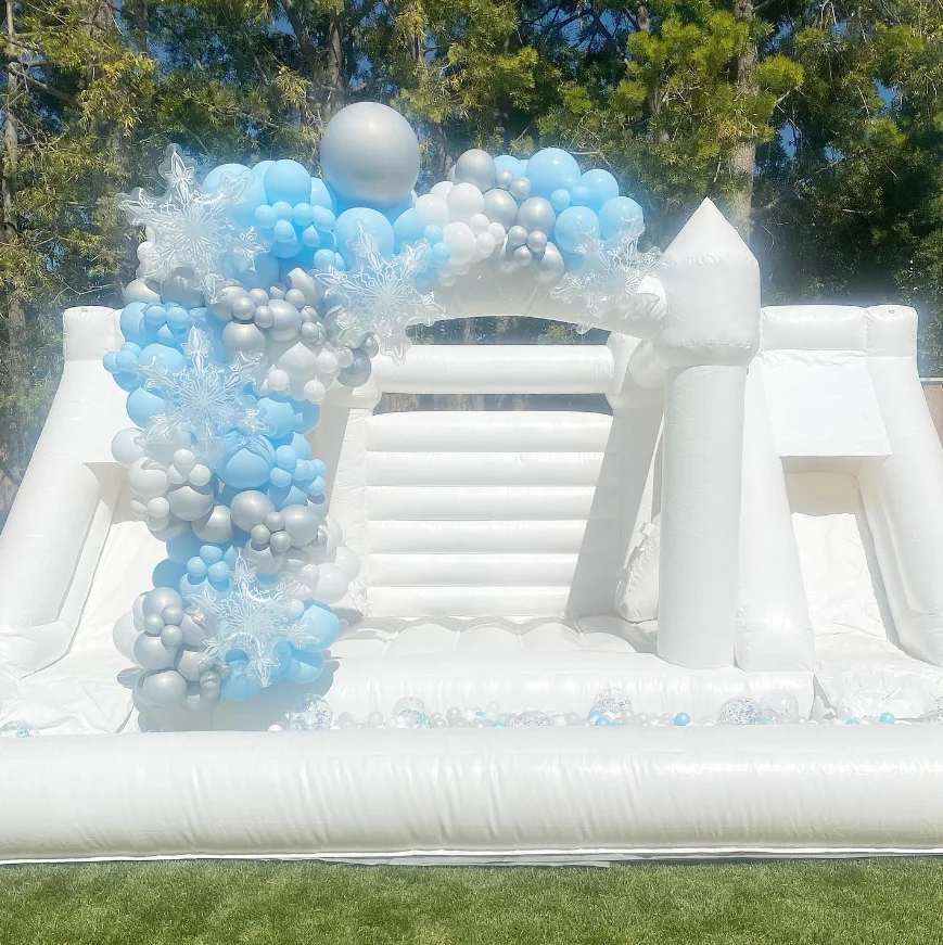 Globalltoy Blow Up Big White And Pink Size Wedding Birthday Jumper Bouncing Castle Bounce House  With Ball Pit Outdoor Show