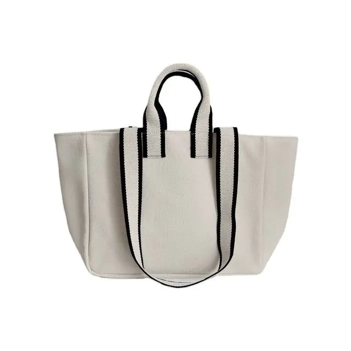 Fashion Women Foldable White simple and fashionable designer exclusive canvas tote bag With Custom Logo