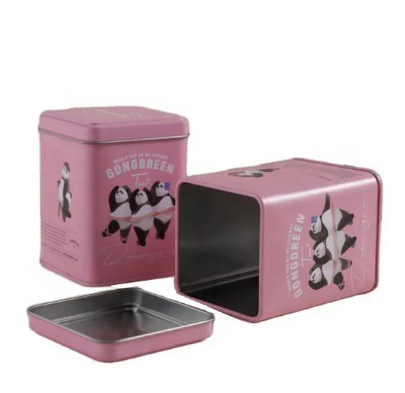 Custom food grade square airtight tea coffee metal tin box packaging tin container