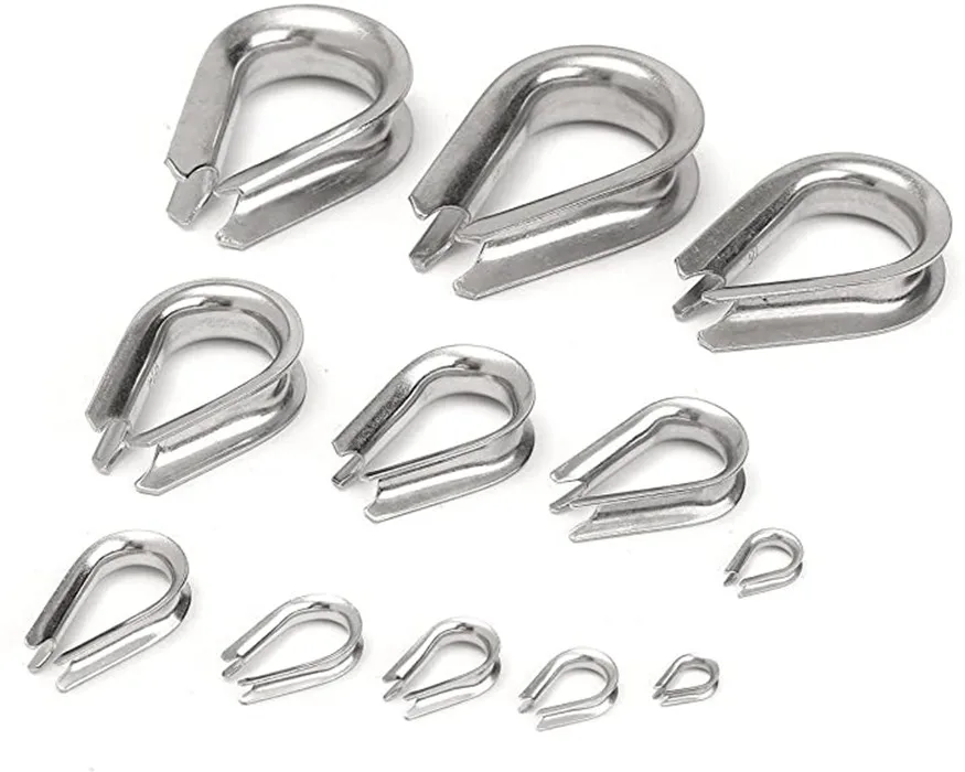 Factory Standard Duty Stainless Steel Wire Rope Thimble Clevice 304 316L Stainless steel wire rope chicken heart ring