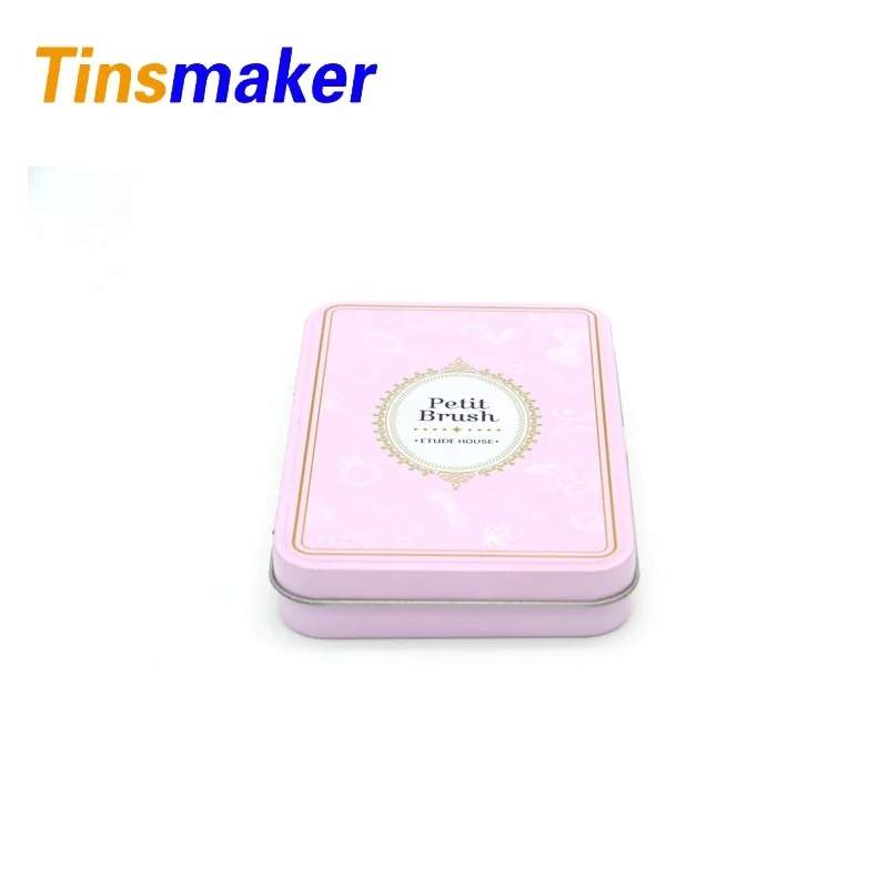 Small colored rectangular cosmetic hinged tin box Candle Tin Can Round Aluminium Metal Packaging custom box